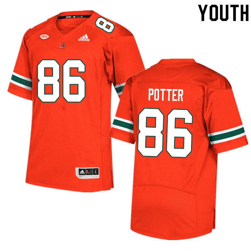 Youth #86 Fred Potter Miami Hurricanes College Football Jerseys Sale-Orange
